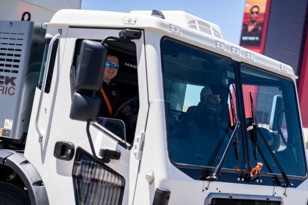 Passenger in the Mack Truck