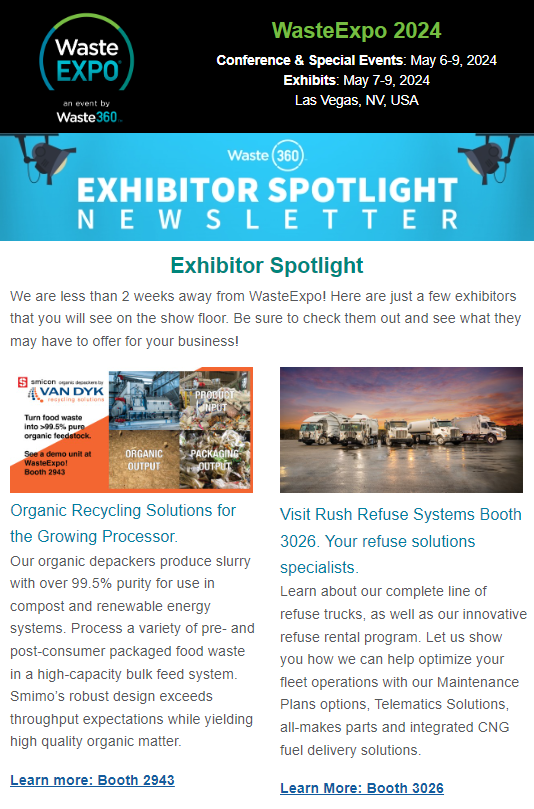 Exhibitor Showcase Email